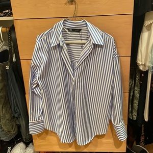 Zara oversized blue striped button down shirt - XS